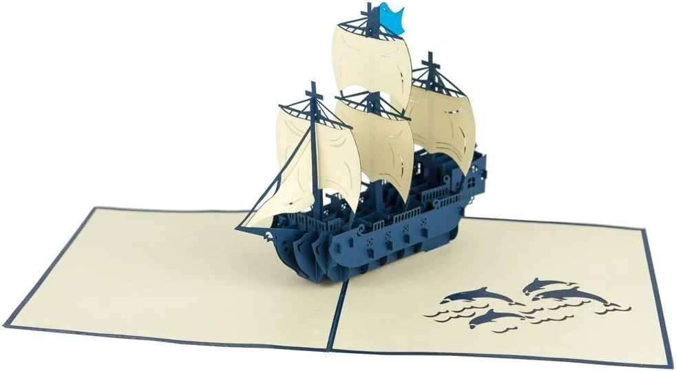 biglietto pieghevole con busta – origamo kirigami “galeone” - Prodotti vari