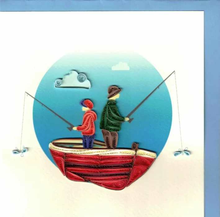 biglietto pieghevole con busta – origamo quilling “father and son” - Prodotti vari