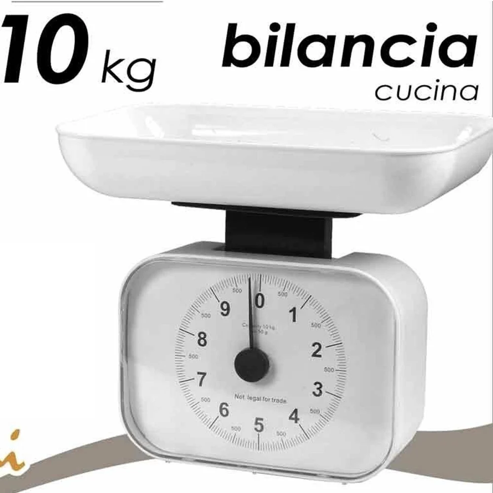 BILANCIA DA CUCINA MECCANICA ANALOGICA RETTANGOLARE 10 KG COLORI ASSORTITI - TrAdE Shop Traesio