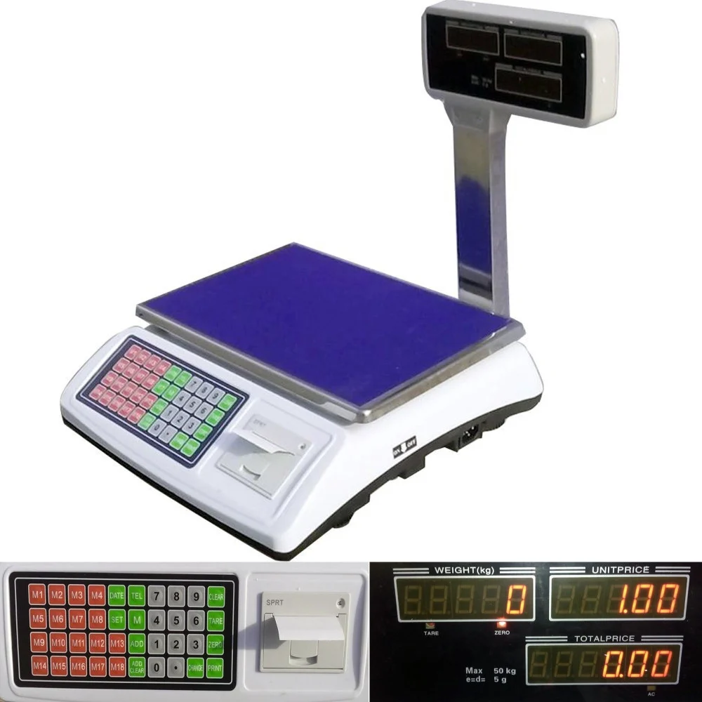 BILANCIA PROFESSIONALE DA BANCO DIGITALE MAX 50KG 5 GR CON DISPLAY CON SCONTRINO - TrAdE Shop Traesio