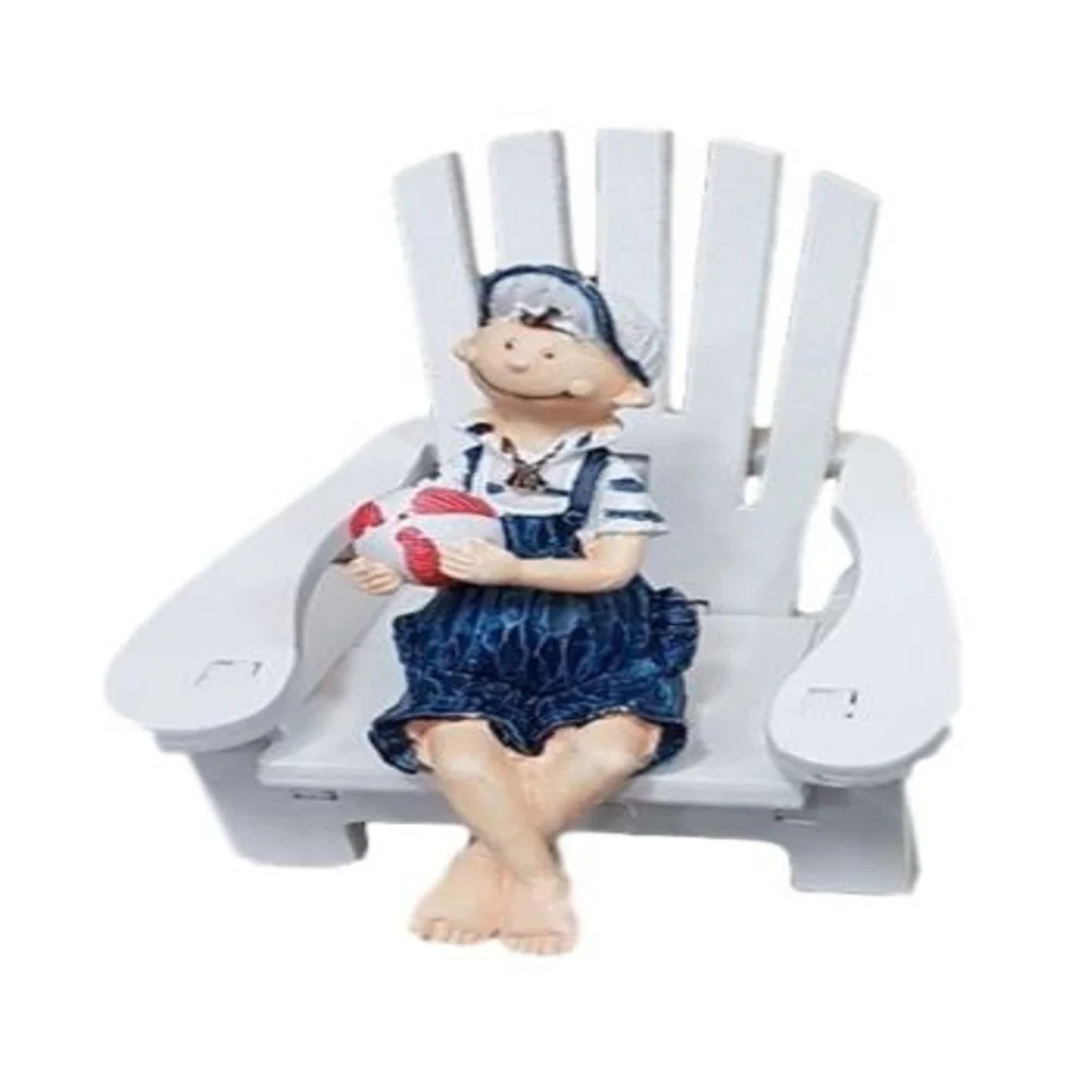 BIMBO SULLA SEDIA DECORO IN LEGNO SEA STYLE DECORAZIONE CASA ARREDAMENTO - TrAdE Shop Traesio