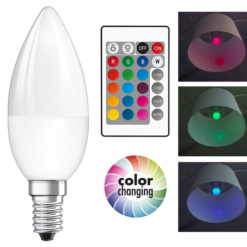 LAMPADINA LED RGB BULBO E14 DA 4,5W 2700K 250 LUMEN CAMBIO COLORE E TELECOMANDO - TrAdE Shop Traesio
