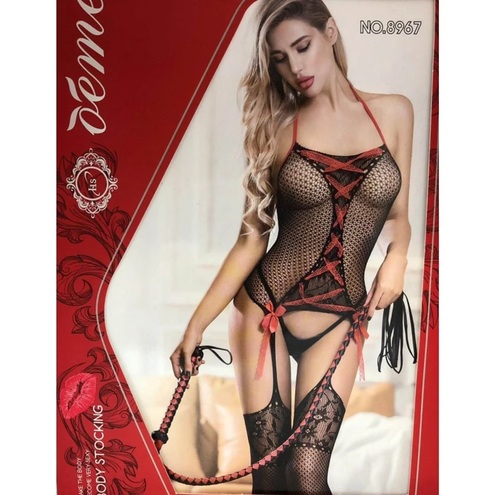BODY A RETE COMPLETINO INTIMO INTERO SEXY LINGERIE HOT 8967 RICAMI TG UNICA NERO - TrAdE Shop Traesio