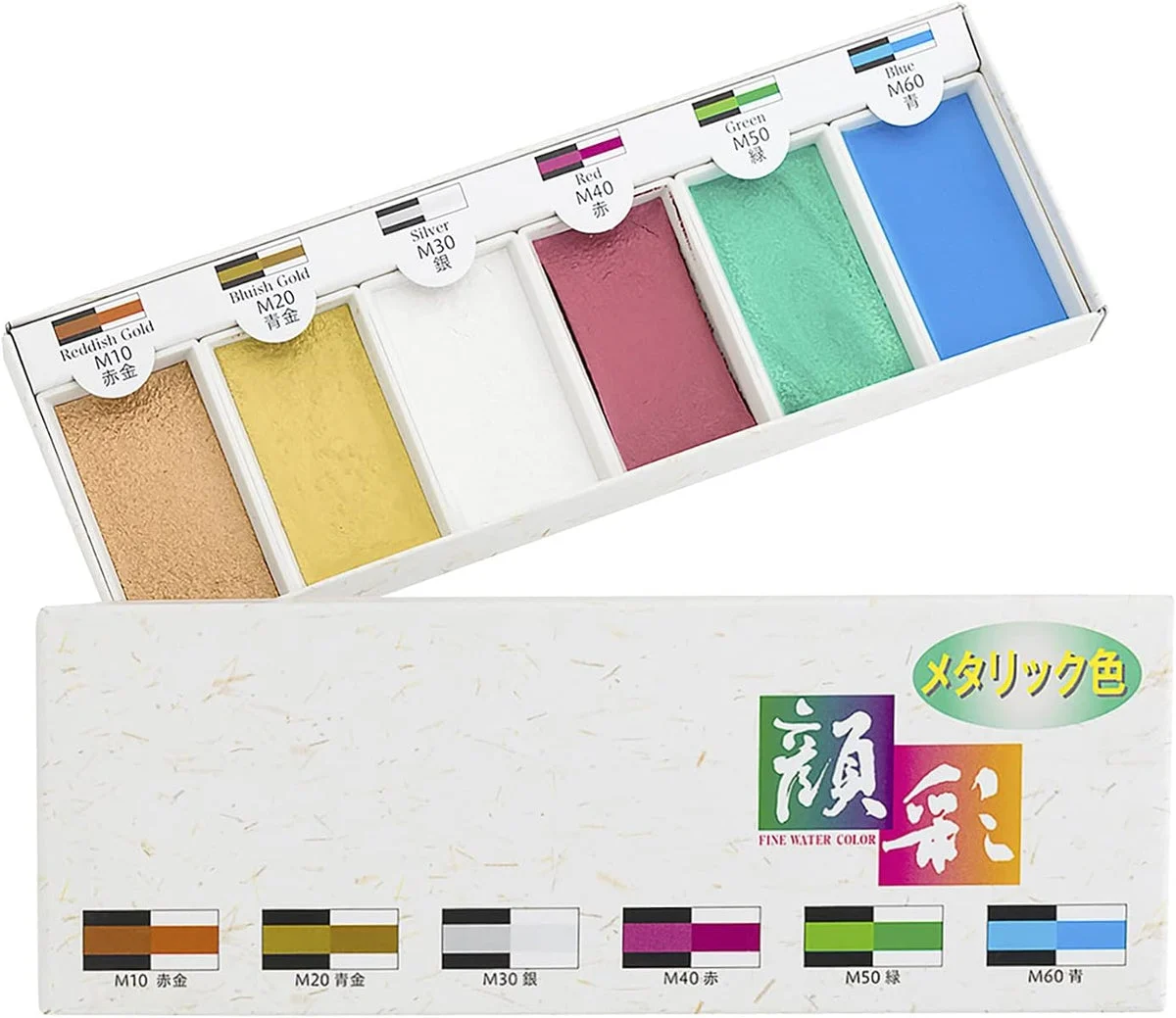墨運堂 set acquerelli gansai 15500 metallici 6 colori - BOKU-UNDO