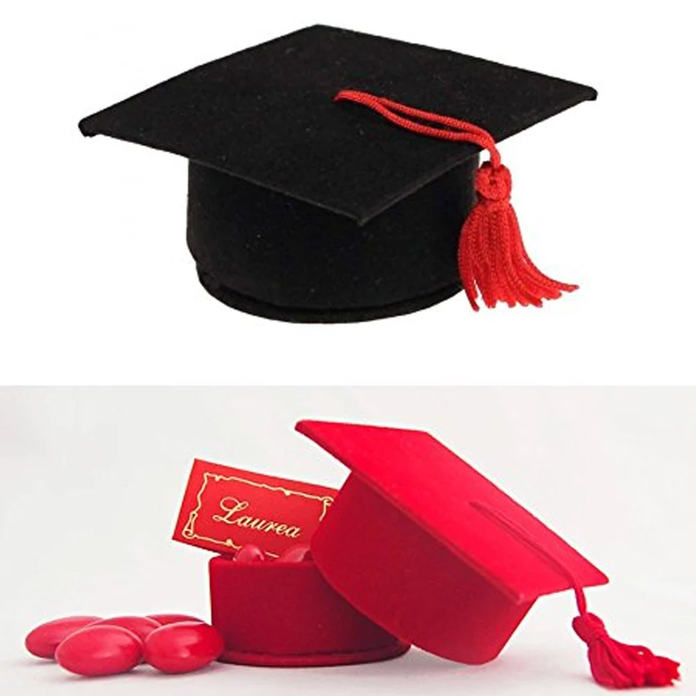 BOMBONIERA A FORMA DI CAPPELLO ROSSO O NERO PORTACONFETTI PORTA CONFETTI LAUREA - TrAdE Shop Traesio