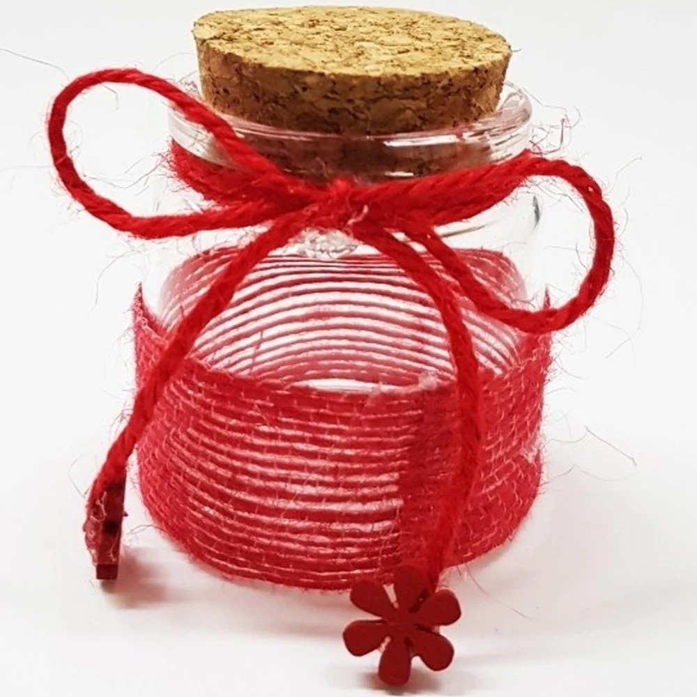 BOMBONIERA AMPOLLA COLORE ROSSO IN VETRO CON TAPPO SUGHERO NASTRO PORTA CONFETTI - TrAdE Shop Traesio