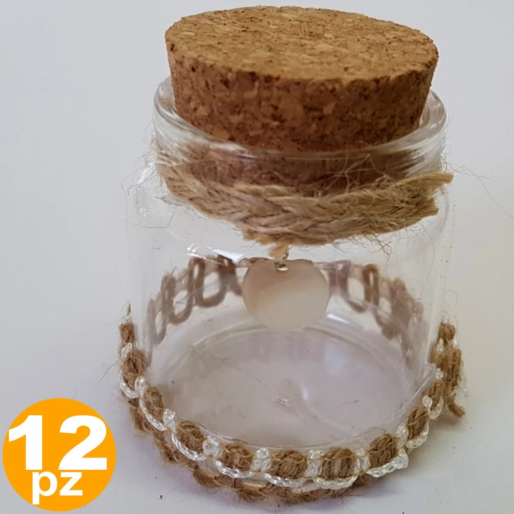 BOMBONIERA AMPOLLA VETRO TAPPO SUGHERO CIONDOLO PORTACONFETTI MATRIMONIO WEDDING - TrAdE Shop Traesio