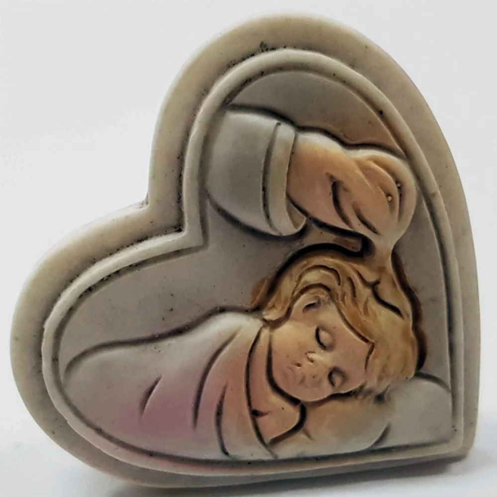 BOMBONIERA BOMBONIERE CUORE BATTESIMO BAMBINA SACRA SACRAMENTO BIANCO CERAMICA - TrAdE Shop Traesio