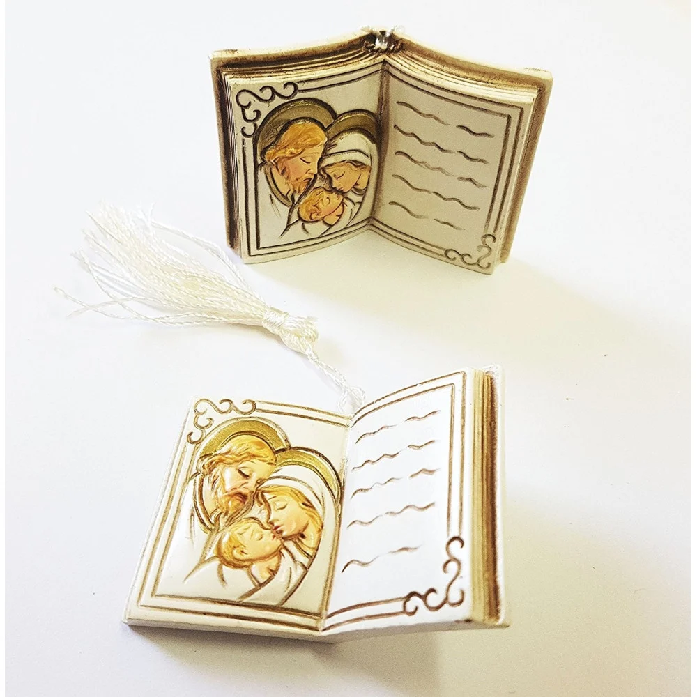 BOMBONIERA BOMBONIERE LIBRO CON NATIVITà SAN GIUSEPPE MADONNA BAMBINO BIANCO ORO - TrAdE Shop Traesio