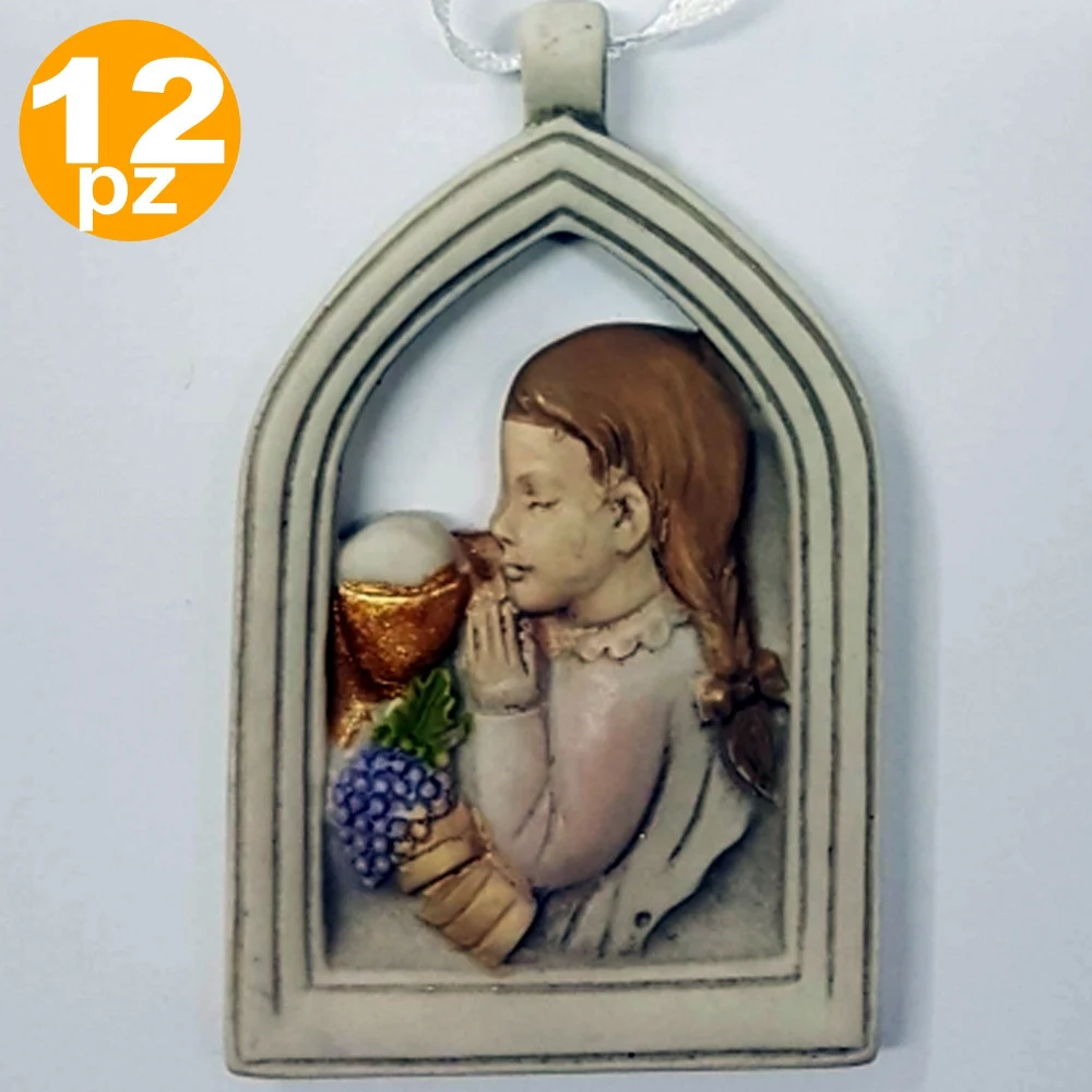 BOMBONIERA COMUNIONE BAMBINA ARCO EUCARESTIA CALICE BIANCO CERAMICA APPENDINO - TrAdE Shop Traesio