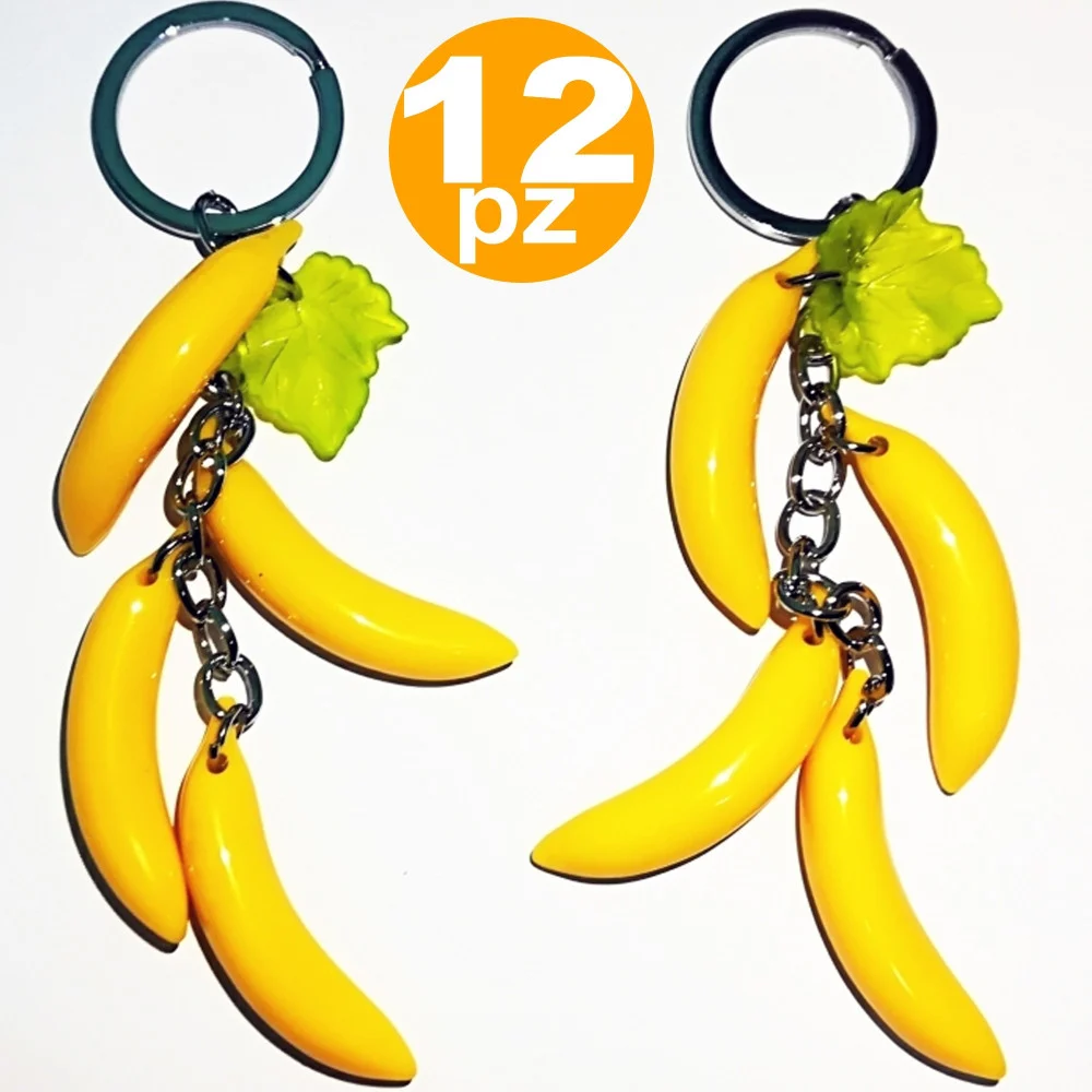 BOMBONIERA PENDENTE 3 BANANE PORTA CHIAVI CHIAVE COMPLEANNO X 18 ANNI COMUNIONE - TrAdE Shop Traesio