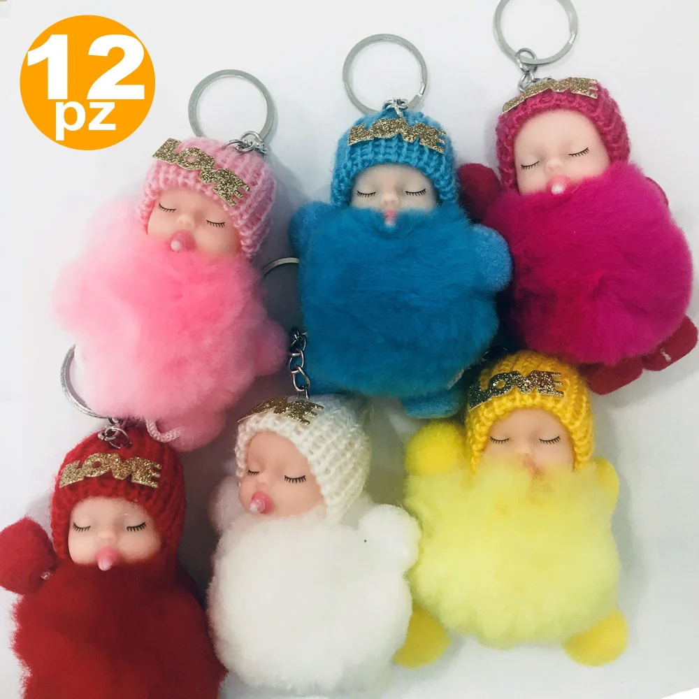 BOMBONIERA PORTACHIAVI NEONATO PELUCHE PON PON CUORE PRIMO COMPLEANNO COMUNIONE - TrAdE Shop Traesio