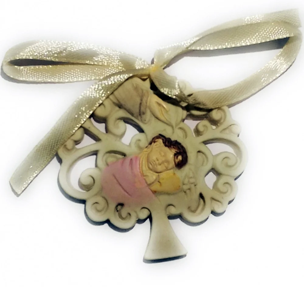 BOMBONIERE X BATTESIMO BAMBINA ALBERO DELLA VITA ACQUA SANTA CERAMICA APPENDINO - TrAdE Shop Traesio