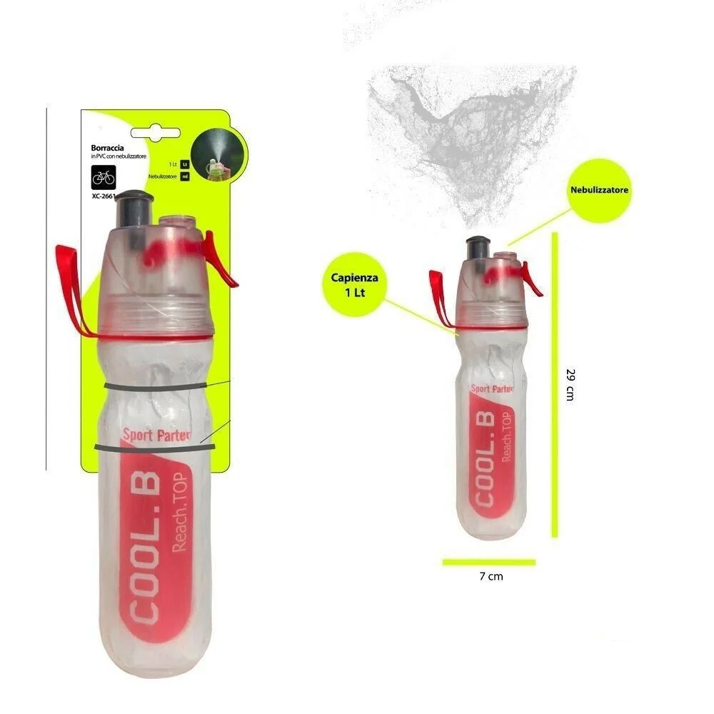 BORRACCIA 1 LITRO IN PVC CON NEBULIZZATORE SPORT PER BICI BICICLETTA XC-2661