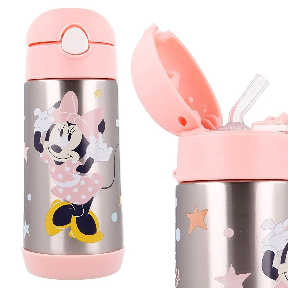 BORRACCIA IN ACCIAIO INOX BOTTIGLIA POP UP CON CANNUCCIA MINNIE MOUSE DA 530 ML - TrAdE Shop Traesio