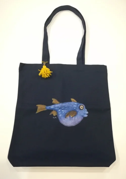 shop-bag blu zoodicarta “pesce palla”