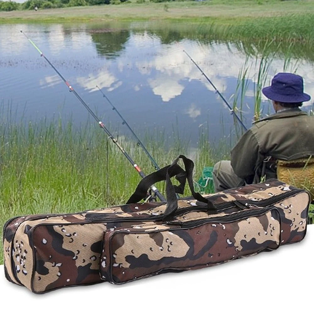 BORSA FODERO CUSTODIA PORTA CANNE DA PESCA 100CM CON 2 SCOMPARTI ZIP PIEGHEVOLE - TrAdE Shop Traesio