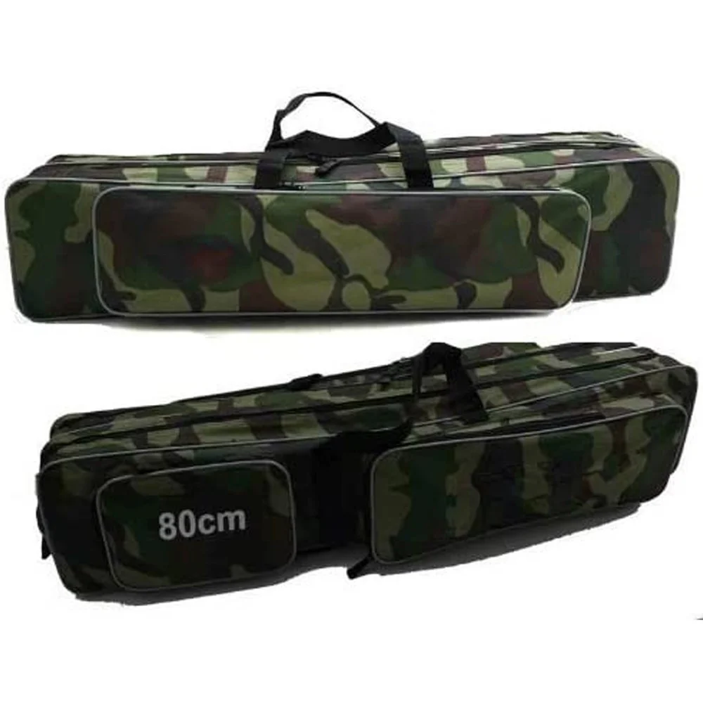 BORSA FODERO CUSTODIA PORTA CANNE DA PESCA 80CM CON 2 SCOMPARTI ZIP PIEGHEVOLE - TrAdE Shop Traesio