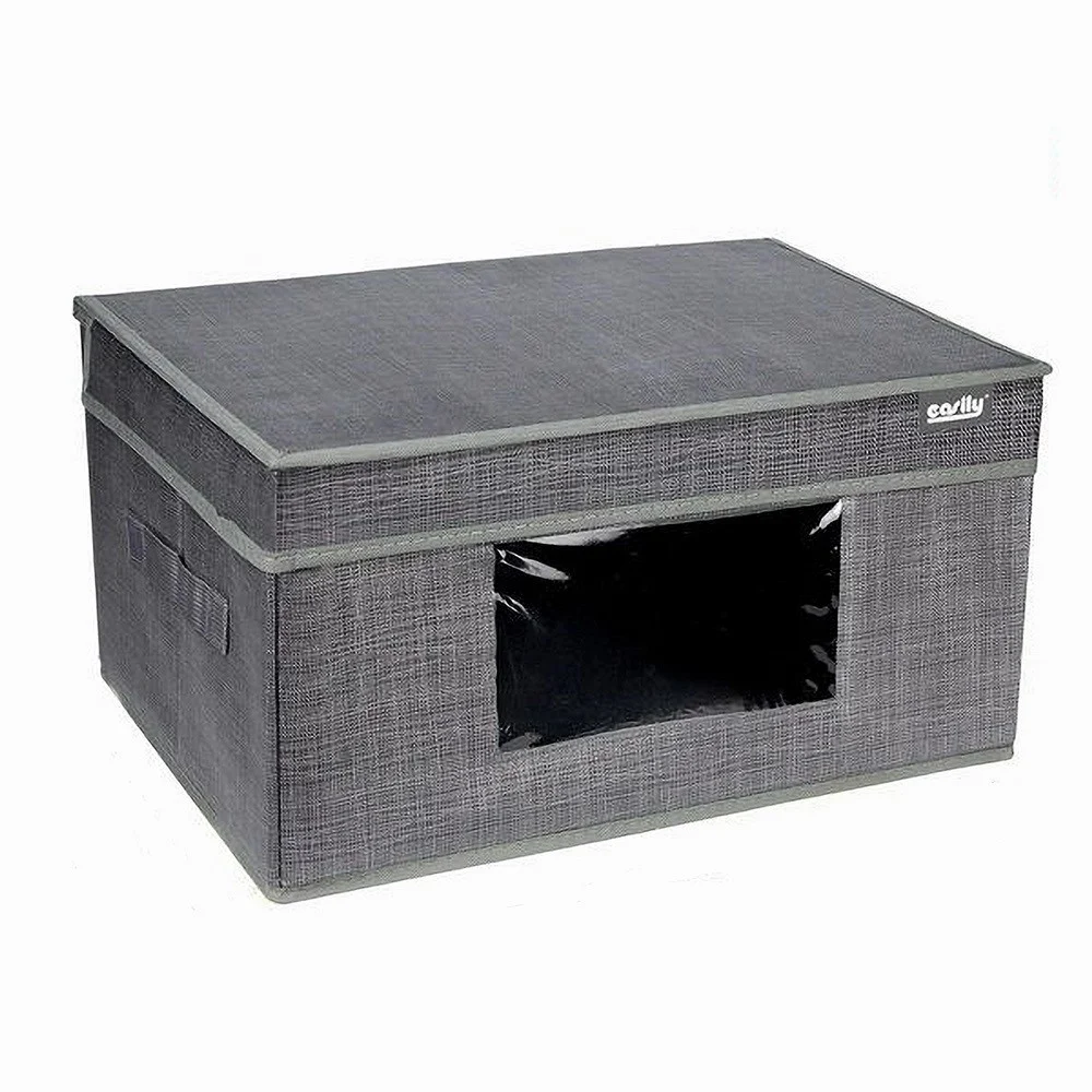 BOX SCATOLA SALVASPAZIO PORTATUTTO CONTENITORE ORGANIZER 30X30X16CM GRIGIO 69698 - Cleafe