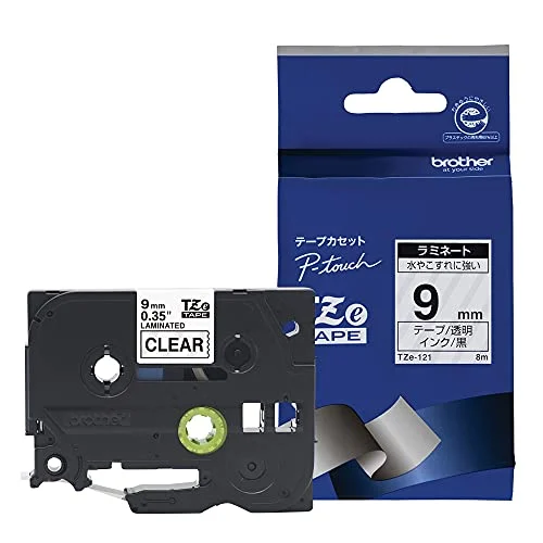 Brother Nastro Laminato TZe-121 9mm Nero su Trasparente TZe-121