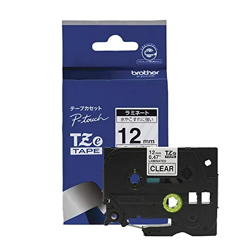 Brother Cinta laminada TZe-131, 12mm de ancho (letras negras/transparente)