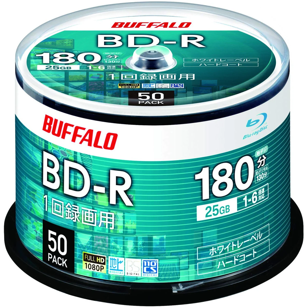 Buffalo BD-R 25GB 50-Pack 1-6x Speed White Label RO-BR25V-050PW/N