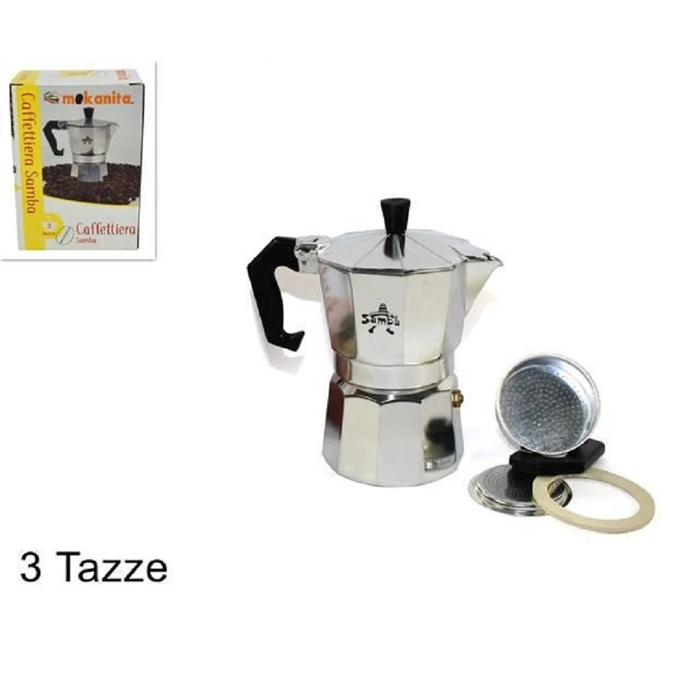 CAFFETTIERA MOKA MACCHINETTA CAFFE’ ESPRESSO CLASSICA MISURA 3 TAZZE CON RICAMBI - TrAdE Shop Traesio