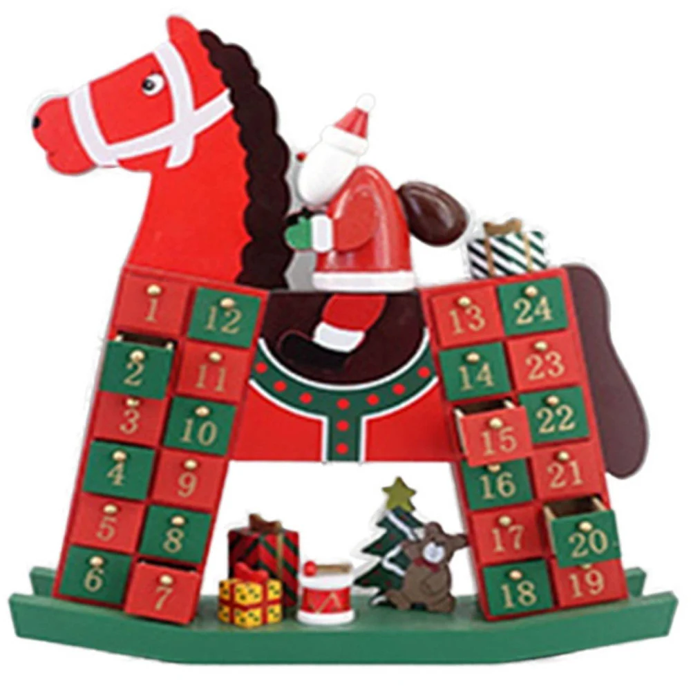 CALENDARIO AVVENTO ALTALENA CAVALLO NATALE LEGNO CASSETTI DECORAZIONI NATALIZIE - TrAdE Shop Traesio