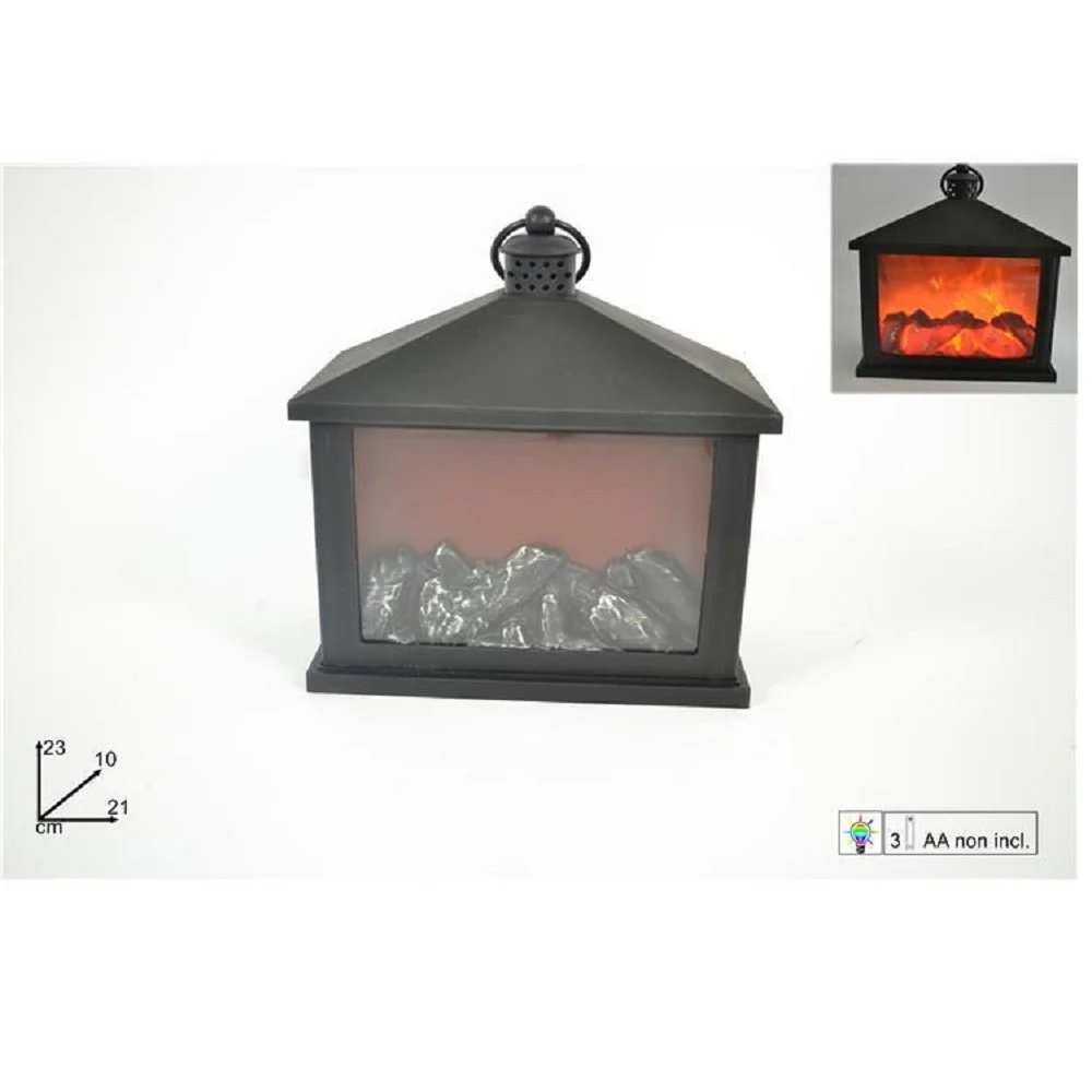 CAMINETTO CON FUOCO LED A BATTERIA 23X21X10CM DECORATIVO NATALE CAMINO FINTO - TrAdE Shop Traesio