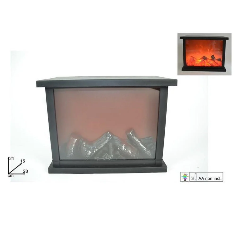 CAMINETTO CON FUOCO LED BATTERIA 21 X 28 X 15 CM DECORATIVO NATALE CAMINO - TrAdE Shop Traesio