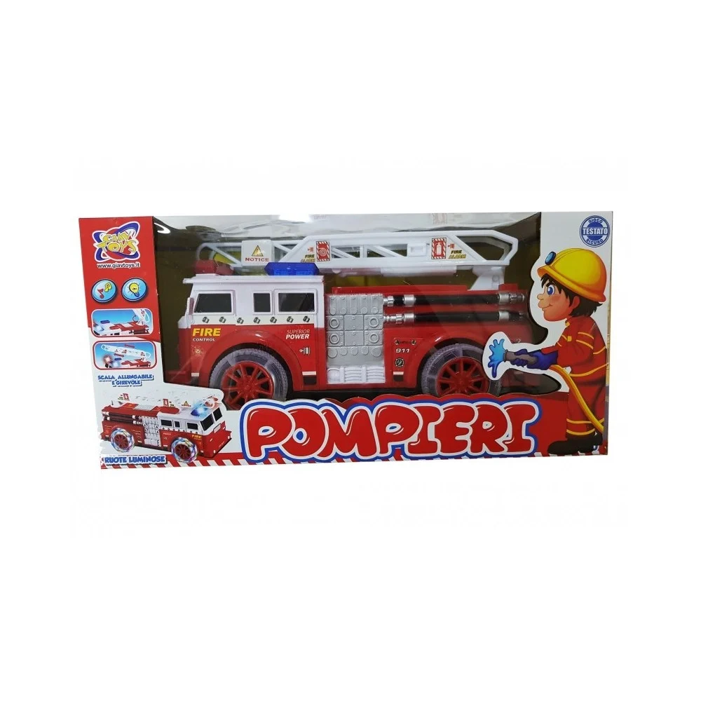 CAMION POMPIERI VIGILI DEL FUOCO LUCI SUONI SCALA ALLUNGABILE GIREVOLE GIOCO - TrAdE Shop Traesio