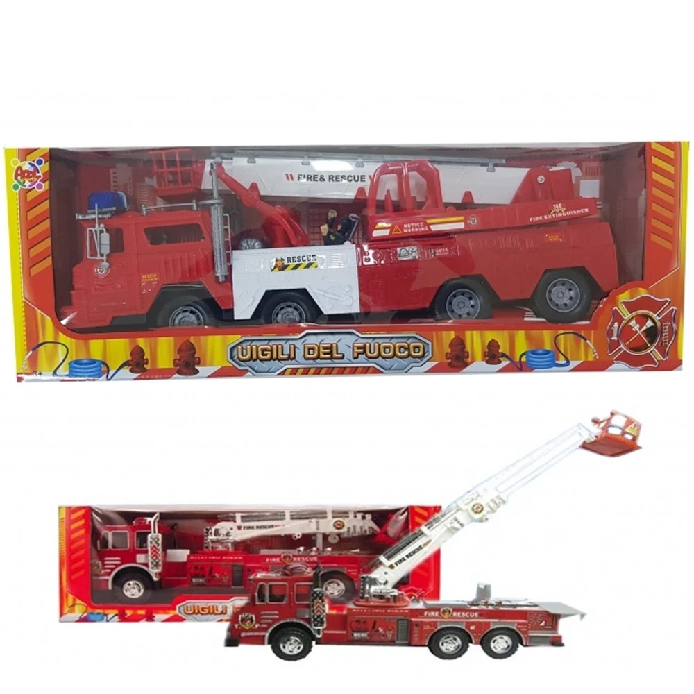 CAMION POMPIERI VIGILI FUOCO 50CM LUCI SCALA ALLUNGABILE GIREVOLE GIOCO BAMBINI - TrAdE Shop Traesio