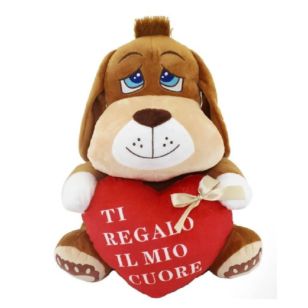 CANE PELUCHE 35CM CON CUORE SCRITTA "TI REGALO IL MIO CUORE" SAN VALENTINO 67778 - TrAdE Shop Traesio