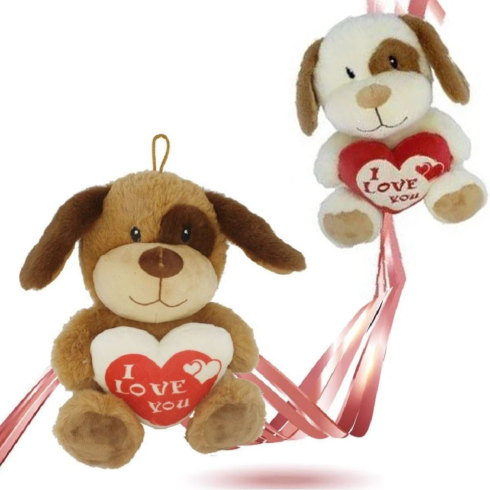 CANE PELUCHE CON CUORE SCRITTA "I LOVE YOU" 22CM CON LACCIO SAN VALENTINO 93697 - TrAdE Shop Traesio