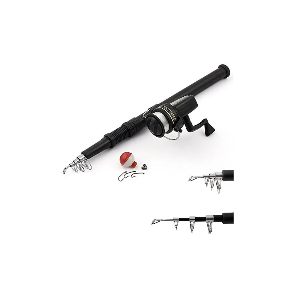 CANNA DA PESCA TELESCOPICA CON MULINELLO E ACCESSORI PER PRINCIPIANTI 160CM MAX - TrAdE Shop Traesio