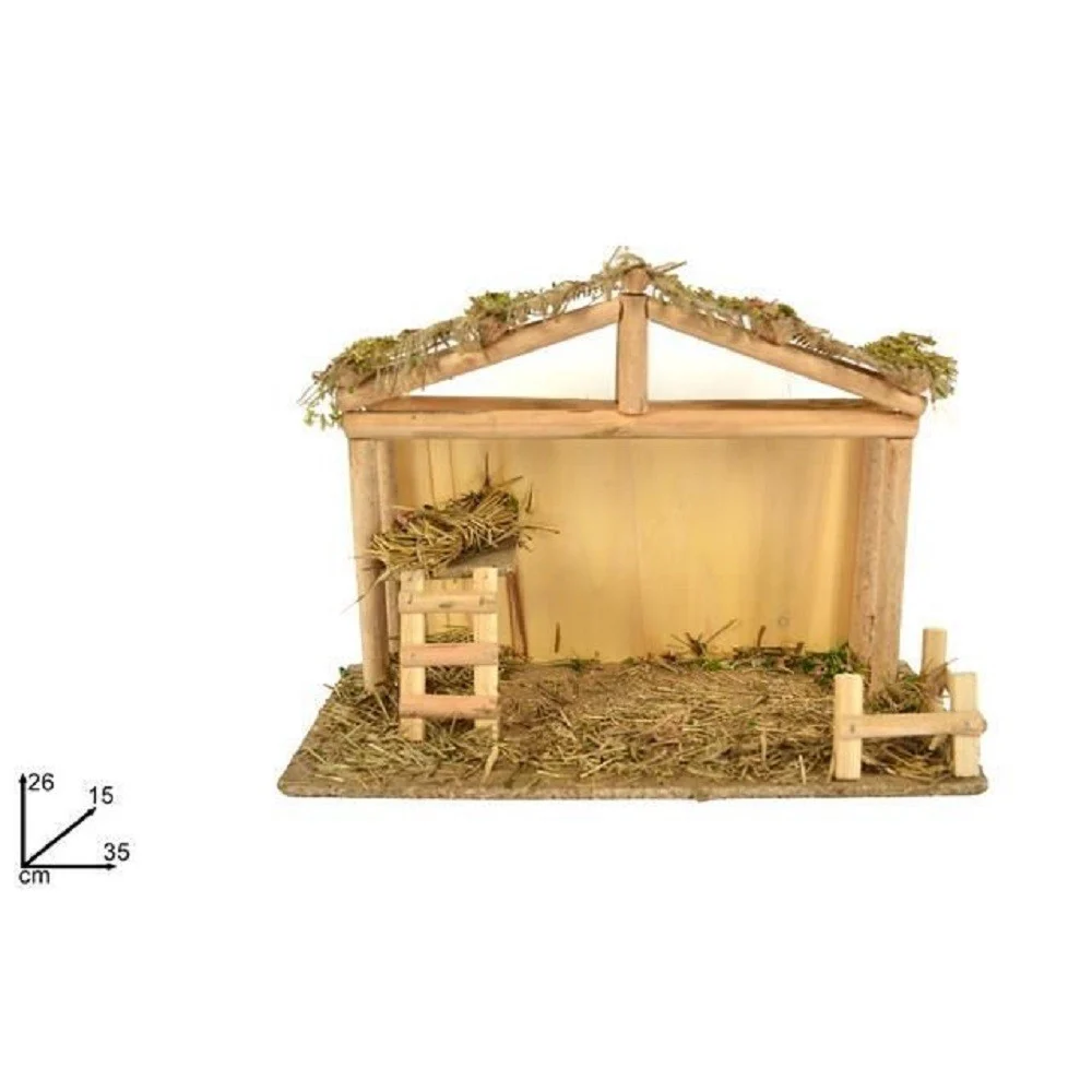 CAPANNA CON SCALETTA TETTO JUTA 35X26X15 CM PRESEPE ADDOBBO DECORAZIONE NATALE - TrAdE Shop Traesio