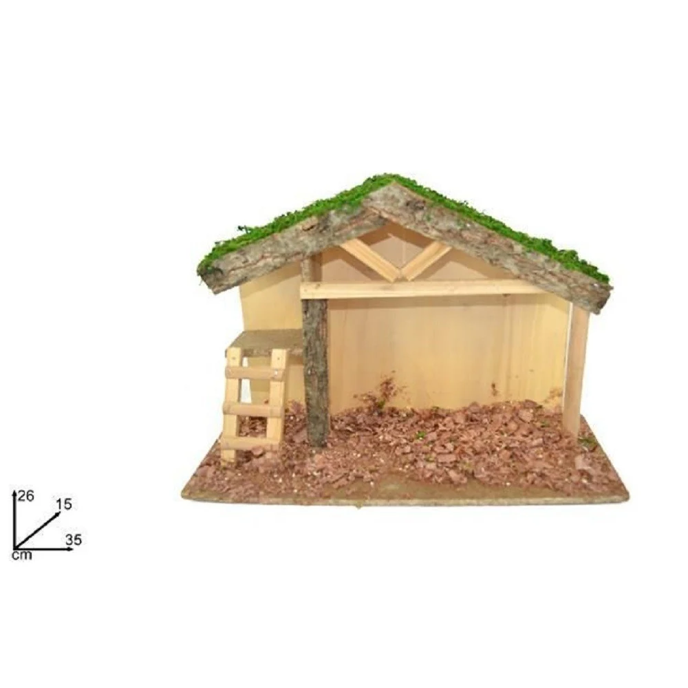 CAPANNA CON SOPPALCO SCALETTA CON TRUCIOLO 35X26X15CM PRESEPE DECORAZIONE NATALE - TrAdE Shop Traesio