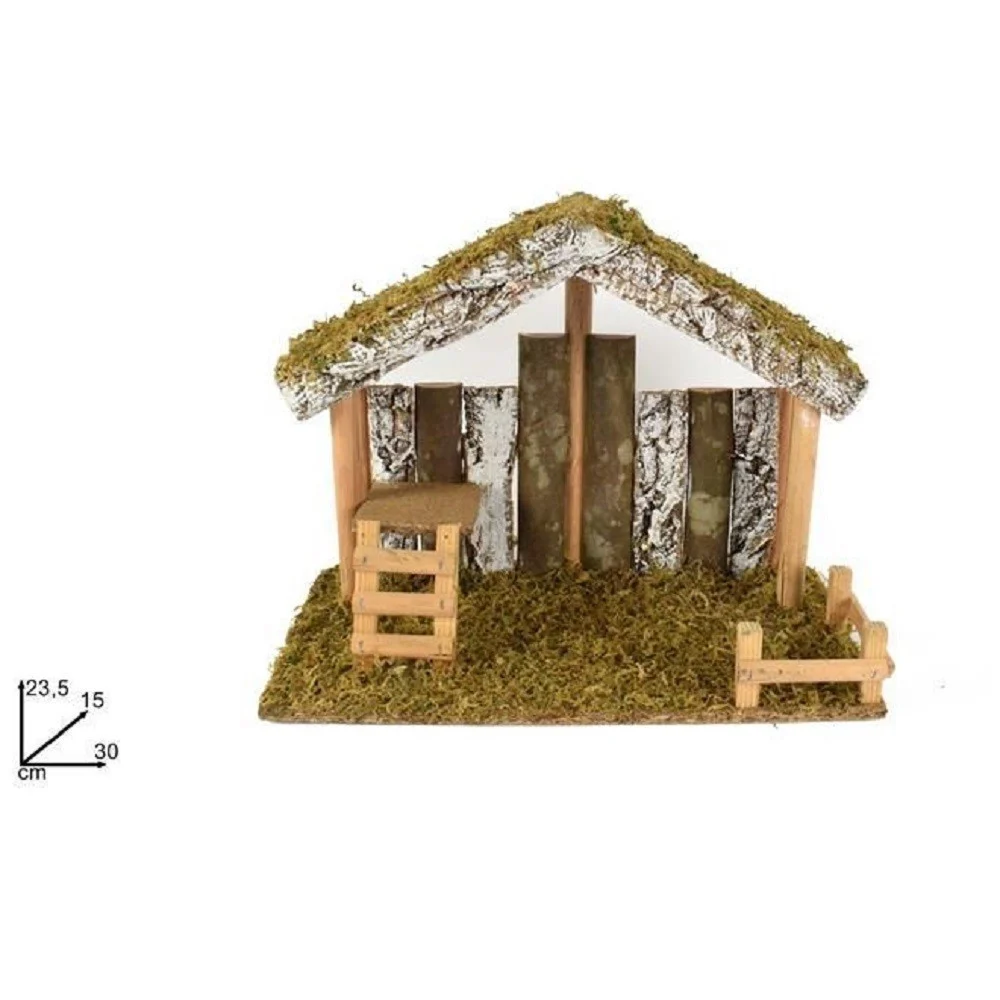 CAPANNA CON TRONCHI MUSCHIO 30 X 15 X 23.5 CM PRESEPE NATALE DECORAZIONE ADDOBBO - TrAdE Shop Traesio