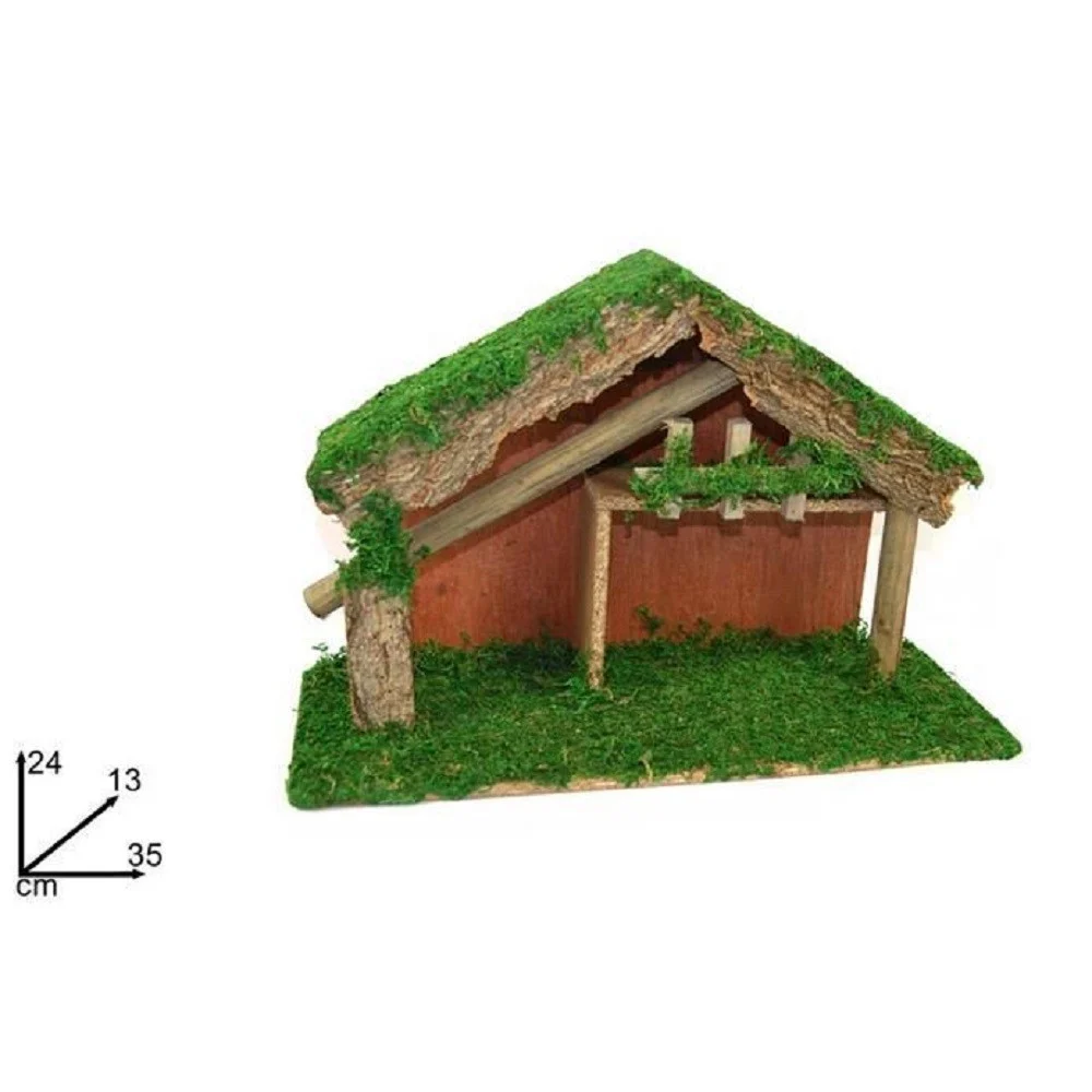 CAPANNA VUOTA 35X24X13 CM MUSCHIO PRESEPE ADDOBBO NATALE DECORAZIONE NATALIZIO - TrAdE Shop Traesio