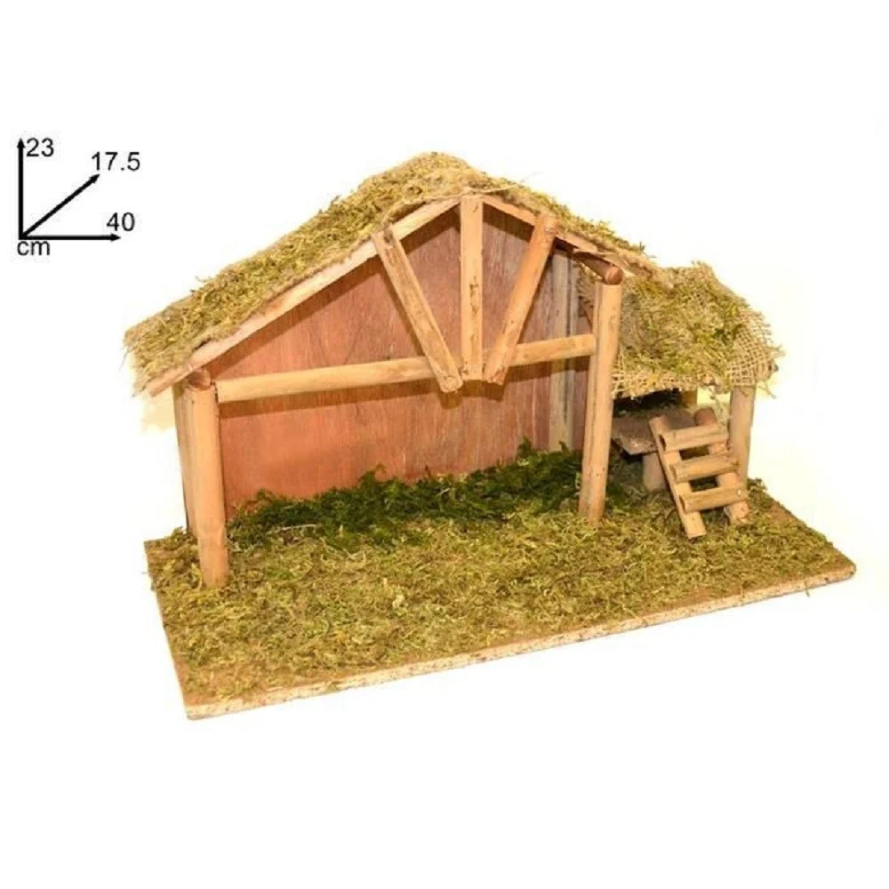 CAPANNA VUOTA 40X17.5X23 CM MUSCHIO SCALETTA PRESEPE ADDOBBO DECORAZIONE NATALE - TrAdE Shop Traesio