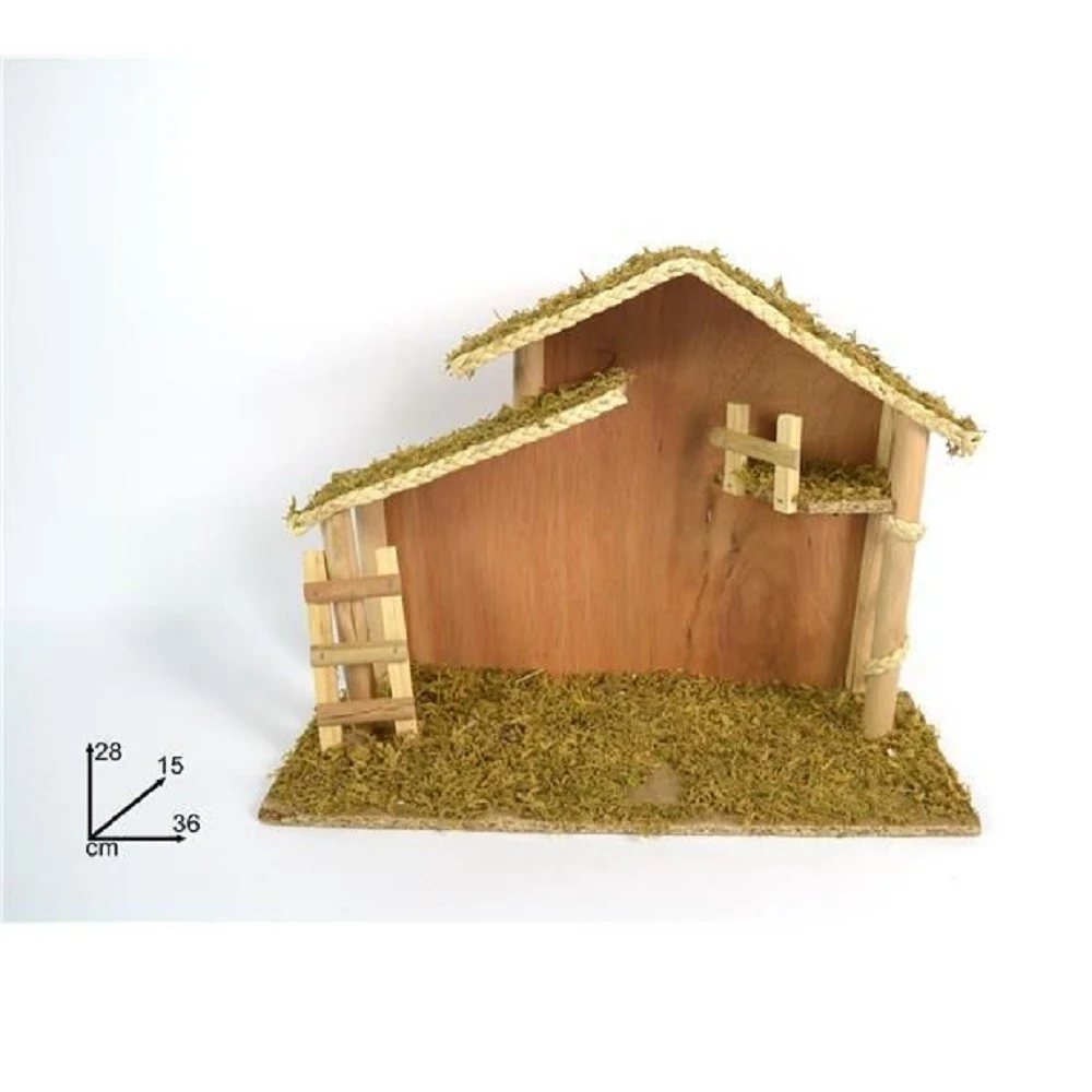 CAPANNA VUOTA CON SCALETTA MUSCHIO 36X28X15CM PRESEPE ADDOBBO DECORAZIONE NATALE - TrAdE Shop Traesio
