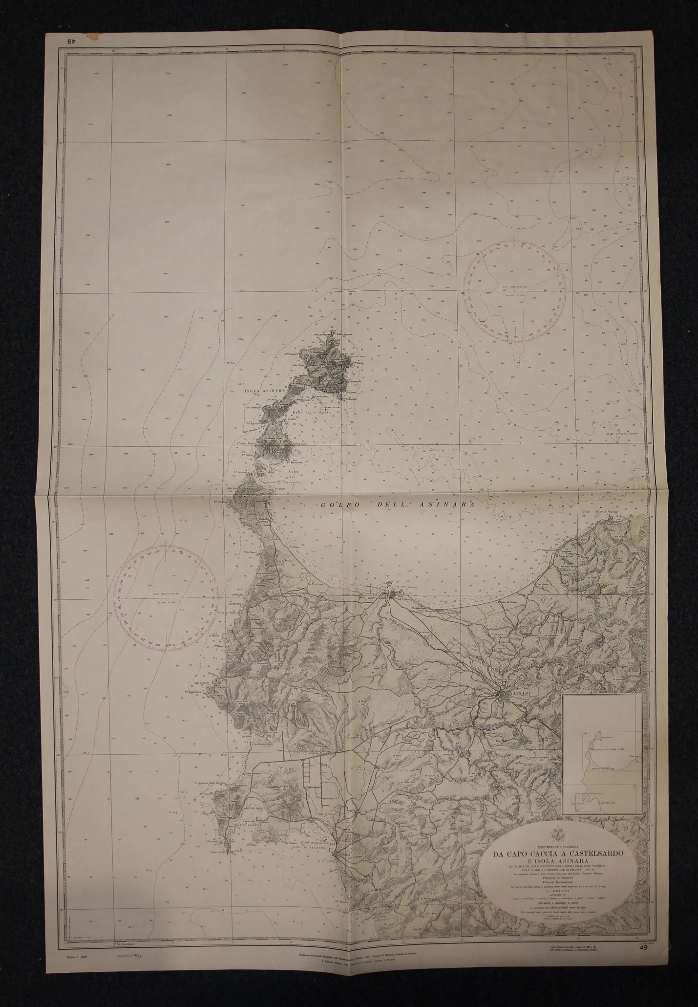 da capo caccia a castelsardo e isola asinara n. 49 (1972) - Carte nautiche, da pesca…