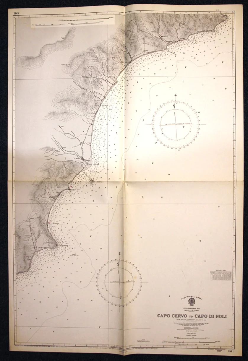 capo cervo to capo noli n. 3911 (1960) - Carte nautiche, da pesca…