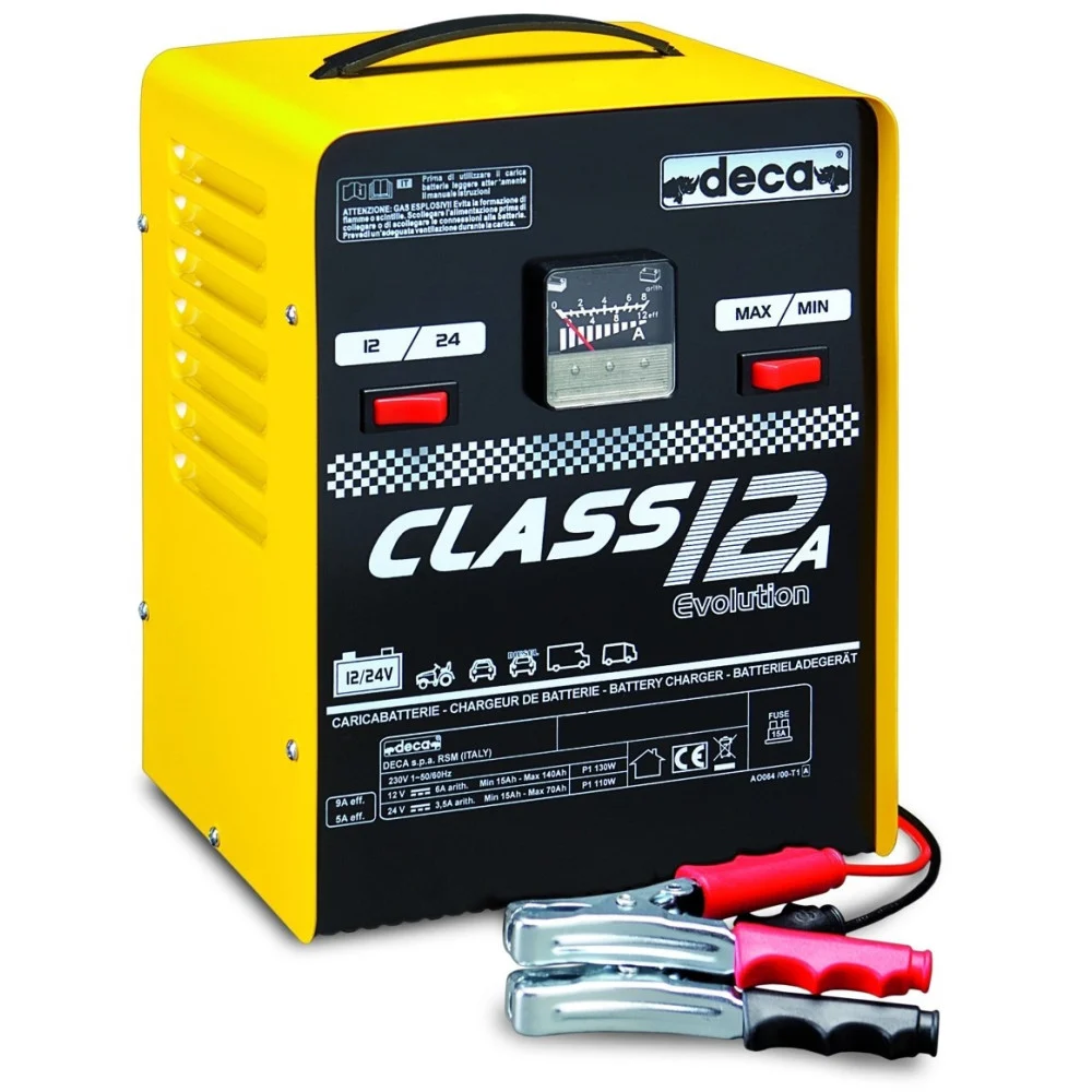 CARICA BATTERIE DECA CLASS 12A - PER MOTO E AUTO 12/24 V - Pb WET 9,0 Amp 12/24V