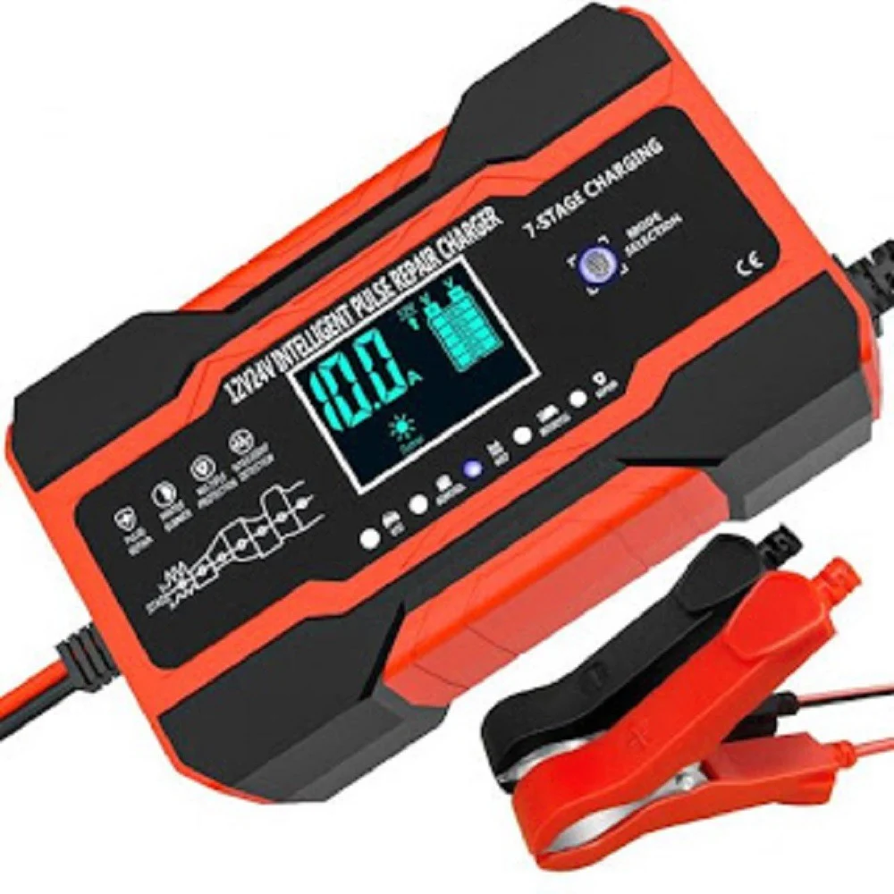 CARICABATTERIA AUTO 12V 10A/24V 5A RICARICA RAPIDA 7 STADI DISPLAY LCD Q-DP1210