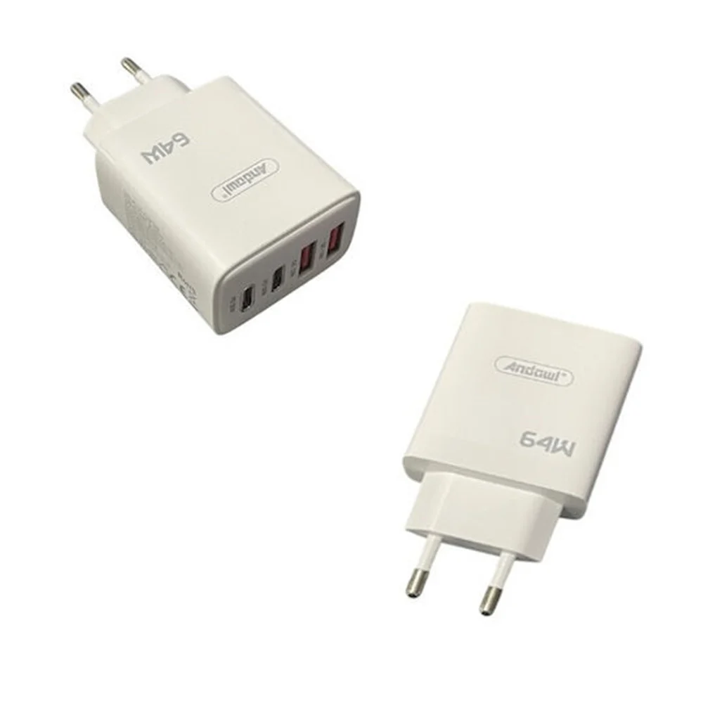 CARICABATTERIE RICARICA RAPIDO Q-CD665 CON 2 PORTE TYPE-C + 2 PORTE USB 64W PER SMARTPHONE
