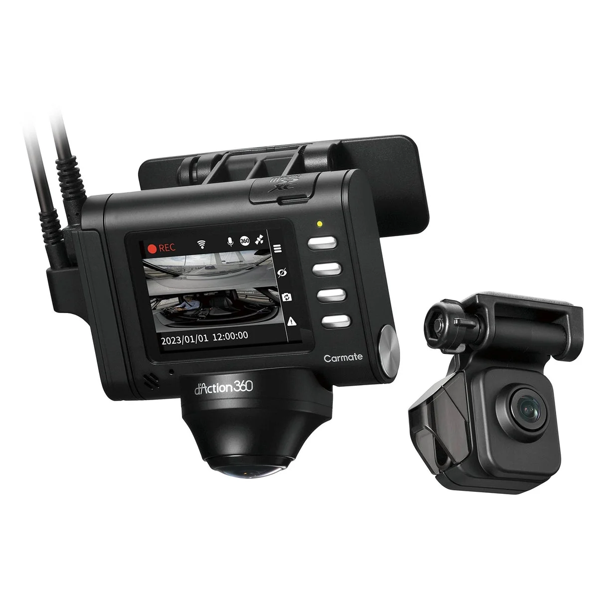 CARMATE Dash cam ARF 360 gradi posteriore FHD, GPS Wi-Fi, LCD 2.4" DC3600R 32GB