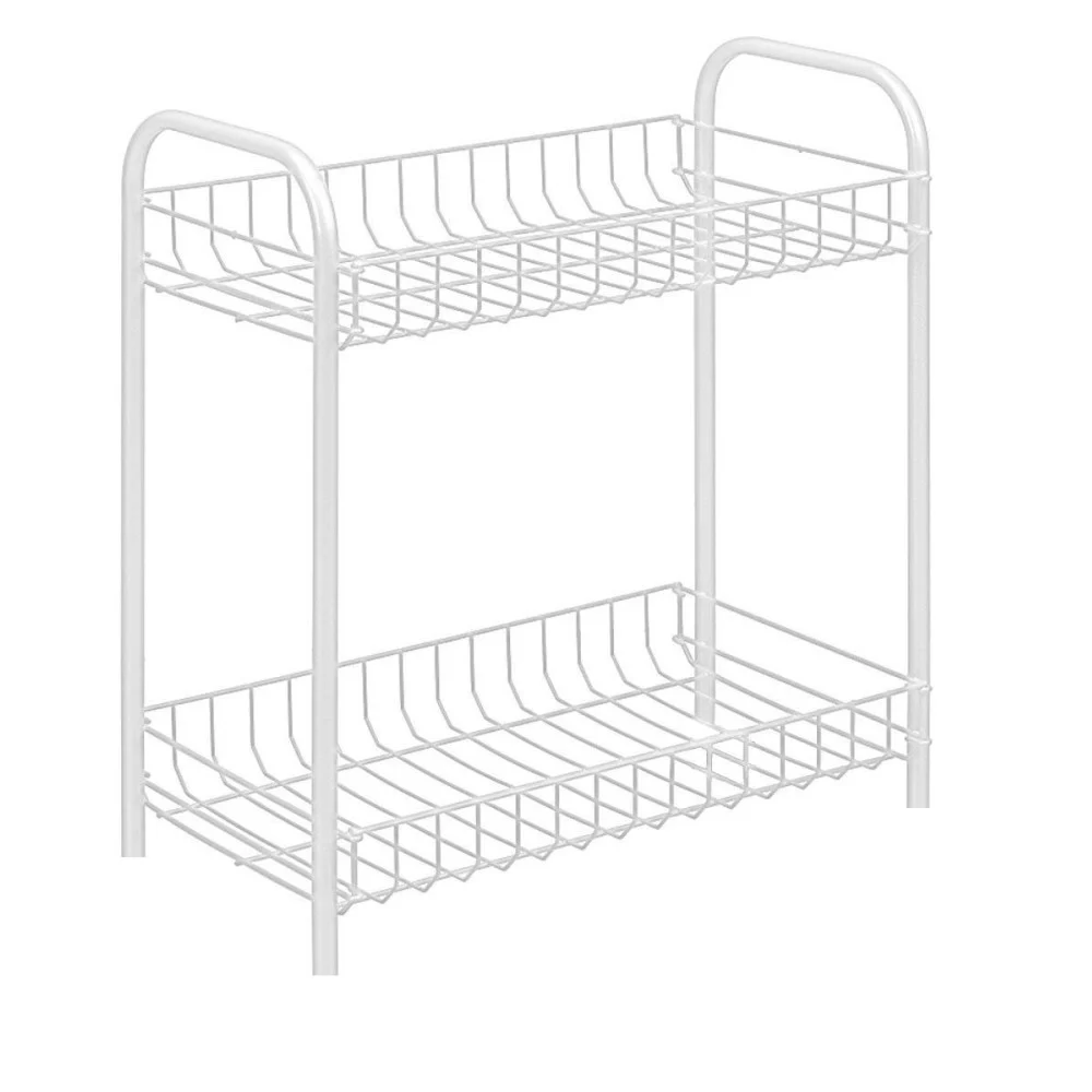 CARRELLO PORTAOGGETTI PORTA OGGETTI 2 RIPIANI BIANCO PER CUCINA BAGNO 36x20x30cm - TrAdE Shop Traesio
