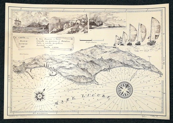 carta – mare ligure – da porto maurizio a cervo (1977) - Arredamento marinaresco