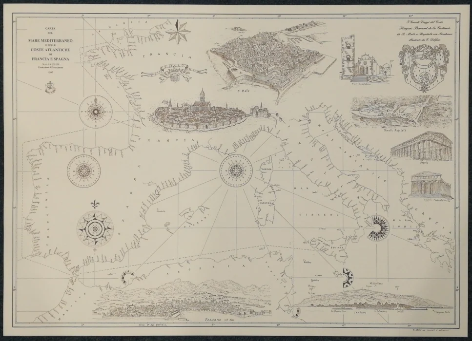 carta del mare mediterraneo e delle coste atlantiche di francia e spagna (1997) - Arredamento marinaresco